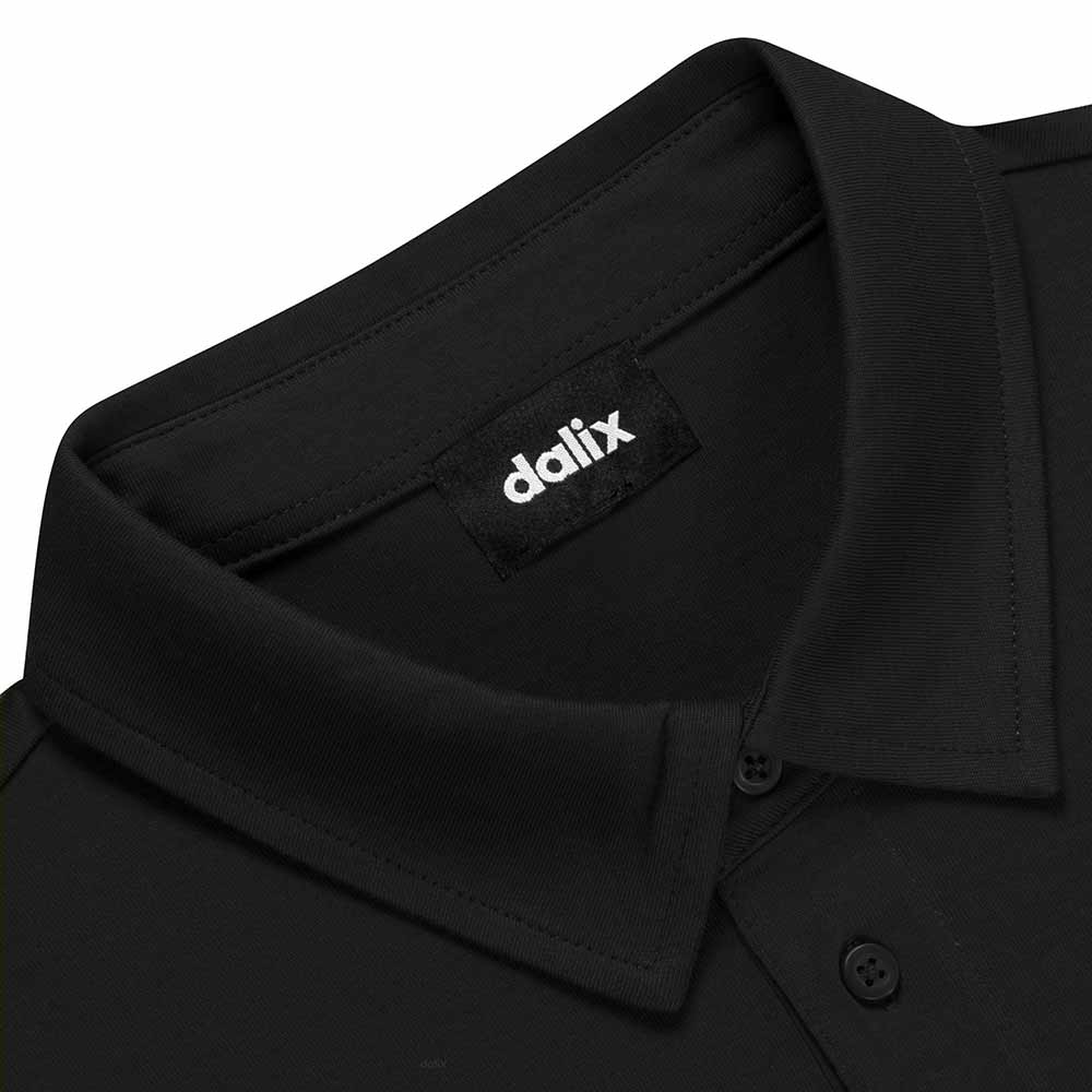 Dalix Astronaut Midweight 3 Button Casual Polo Short Sleeve Cotton Collared Shirt in Black S Small