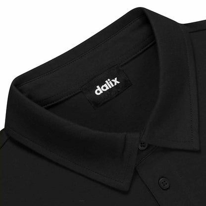 Dalix Astronaut Midweight 3 Button Casual Polo Short Sleeve Cotton Collared Shirt in Black S Small