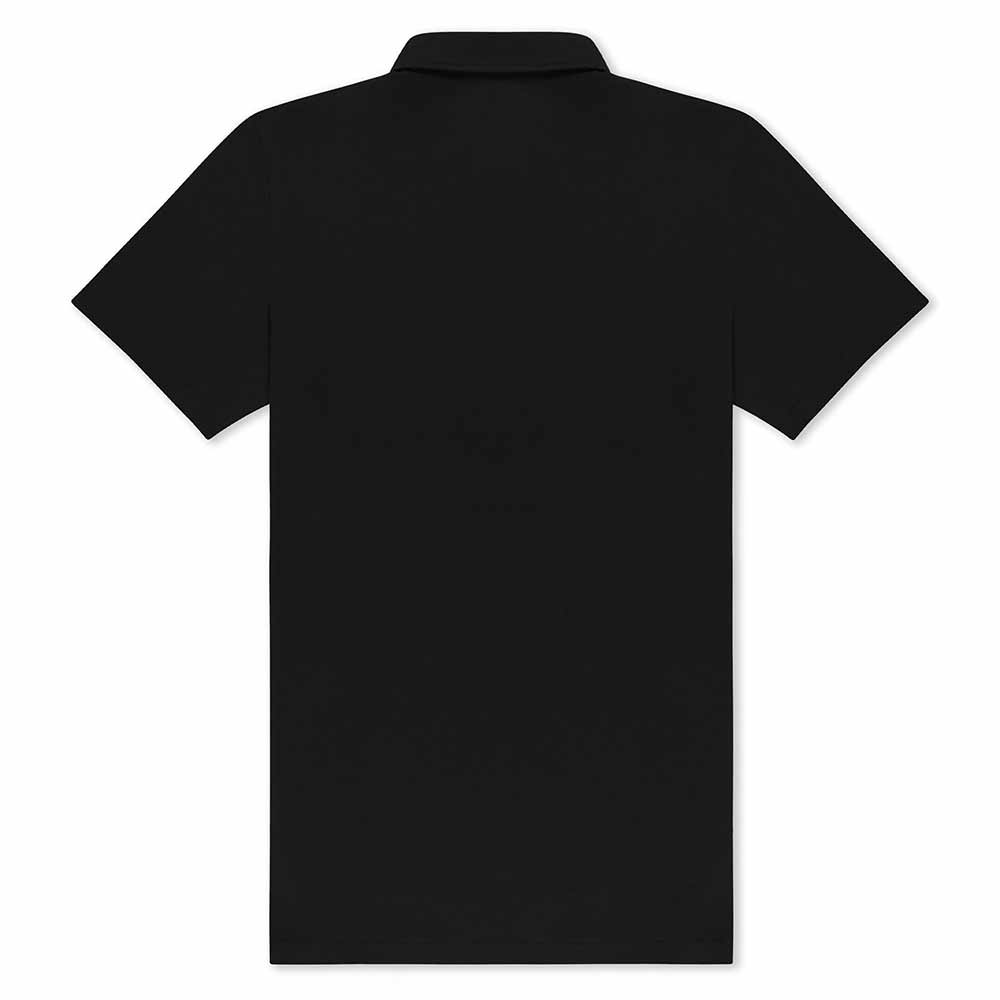 Dalix Astronaut Midweight 3 Button Casual Polo Short Sleeve Cotton Collared Shirt in Black S Small