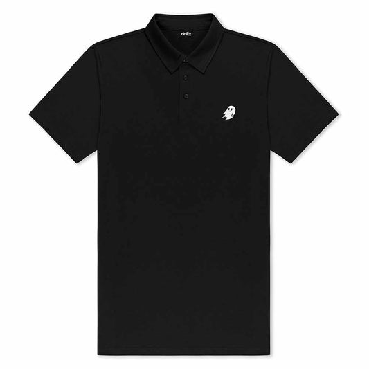 Dalix Ghost Midweight 3 Button Casual Polo Short Sleeve Cotton Collared Shirt in Black S Small
