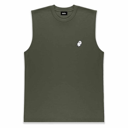 Dalix Ghost Cotton Tank Top Sleeveless Shirt Relaxed Fit Midweight Breathable Casual Everyday Wear Mens in Cypress S Small
