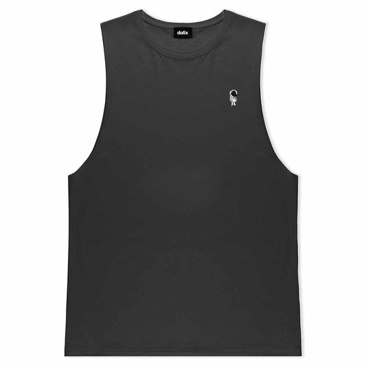 Dalix Astronaut Lightweight Cotton Tank Top Sleeveless Shirt Relaxed Fit Breathable Soft Casual Everyday Wear Mens in Charcoal S Small