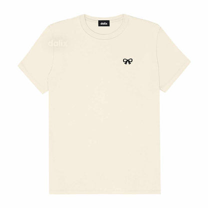 Dalix Bow Cotton Tee Short Sleeve Soft Jersey Shirt Cute Womens in Natural 2XL XX-Large