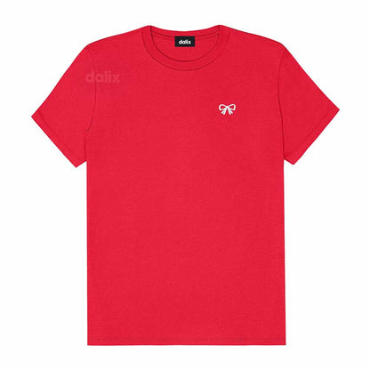Dalix Bow Cotton Tee Short Sleeve Soft Jersey Shirt Cute Womens in Red 2XL XX-Large