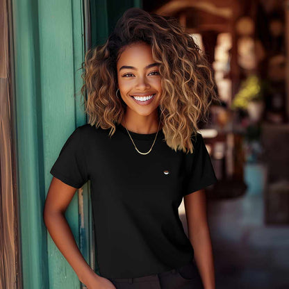 Dalix Lil Coffee Embroidered Lightweight Jersey Tee Summer Cute Food Womens in Black 2XL XX-Large