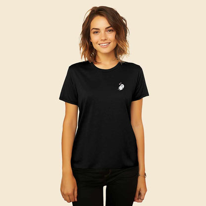 Dalix Heartly Ghost Embroidered Soft Cotton Short Sleeve T Shirt Womens in Black 2XL XX-Large