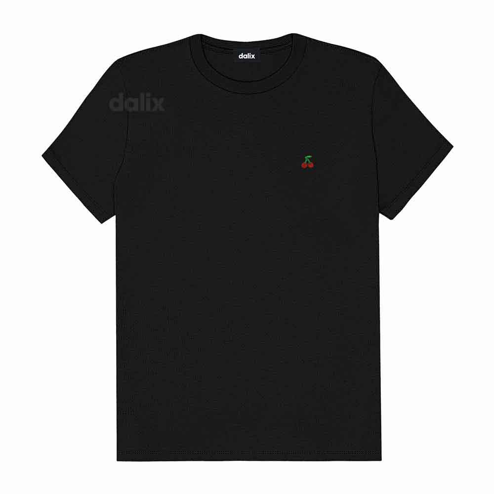Dalix Lil Cherry Cotton Tee Short Sleeve Soft Jersey Shirt Fruit Cute Womens in Black 2XL XX-Large