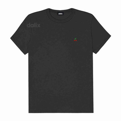 Dalix Lil Cherry Cotton Tee Short Sleeve Soft Jersey Shirt Fruit Cute Womens in Dark Gray 2XL XX-Large