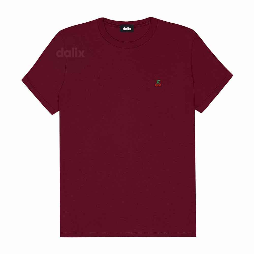Dalix Lil Cherry Cotton Tee Short Sleeve Soft Jersey Shirt Fruit Cute Womens in Maroon 2XL XX-Large