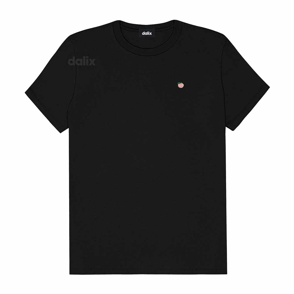 Dalix Lil Peach Cotton Tee Short Sleeve Soft Jersey Shirt Fruit Cute Womens in Black 2XL XX-Large
