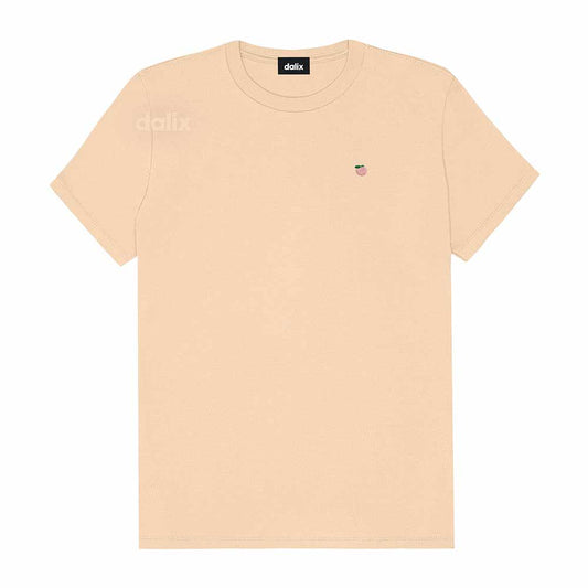 Dalix Lil Peach Cotton Tee Short Sleeve Soft Jersey Shirt Fruit Cute Womens in Sand 2XL XX-Large