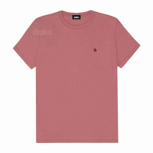 Dalix Lil Strawberry Cotton Tee Short Sleeve Soft Jersey Shirt Fruit Cute Womens in Mauve 2XL XX-Large