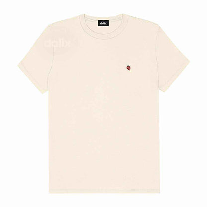 Dalix Lil Strawberry Cotton Tee Short Sleeve Soft Jersey Shirt Fruit Cute Womens in Natural 2XL XX-Large