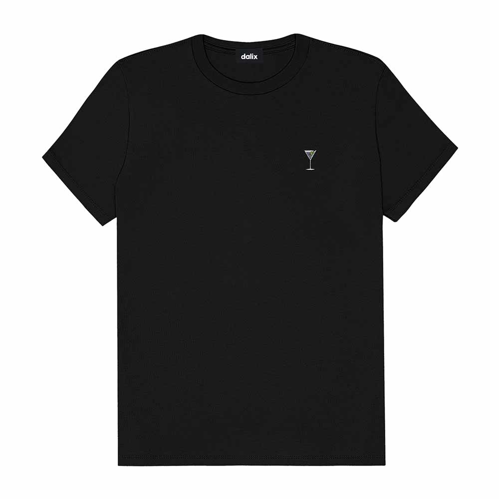 Dalix Martini Embroidered Lightweight Relaxed Jersey Tee Summer Cute Food Womens in Black 2XL XX-Large