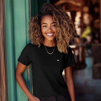Dalix Lil Matcha Embroidered Lightweight Jersey Tee Summer Cute Food Womens in Black 2XL XX-Large