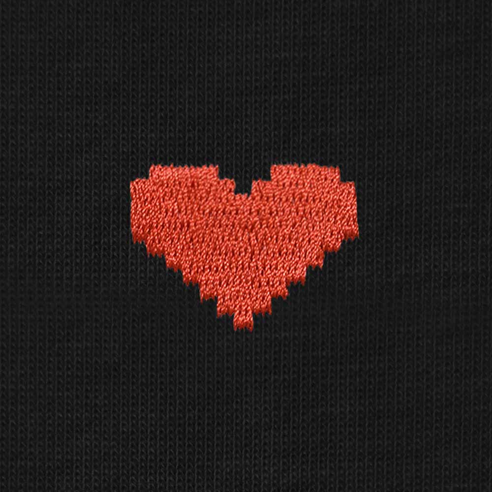 Dalix Pixel Heart Embroidered Lightweight Relaxed Jersey Tee Summer Cute Love Womens in Black 2XL XX-Large