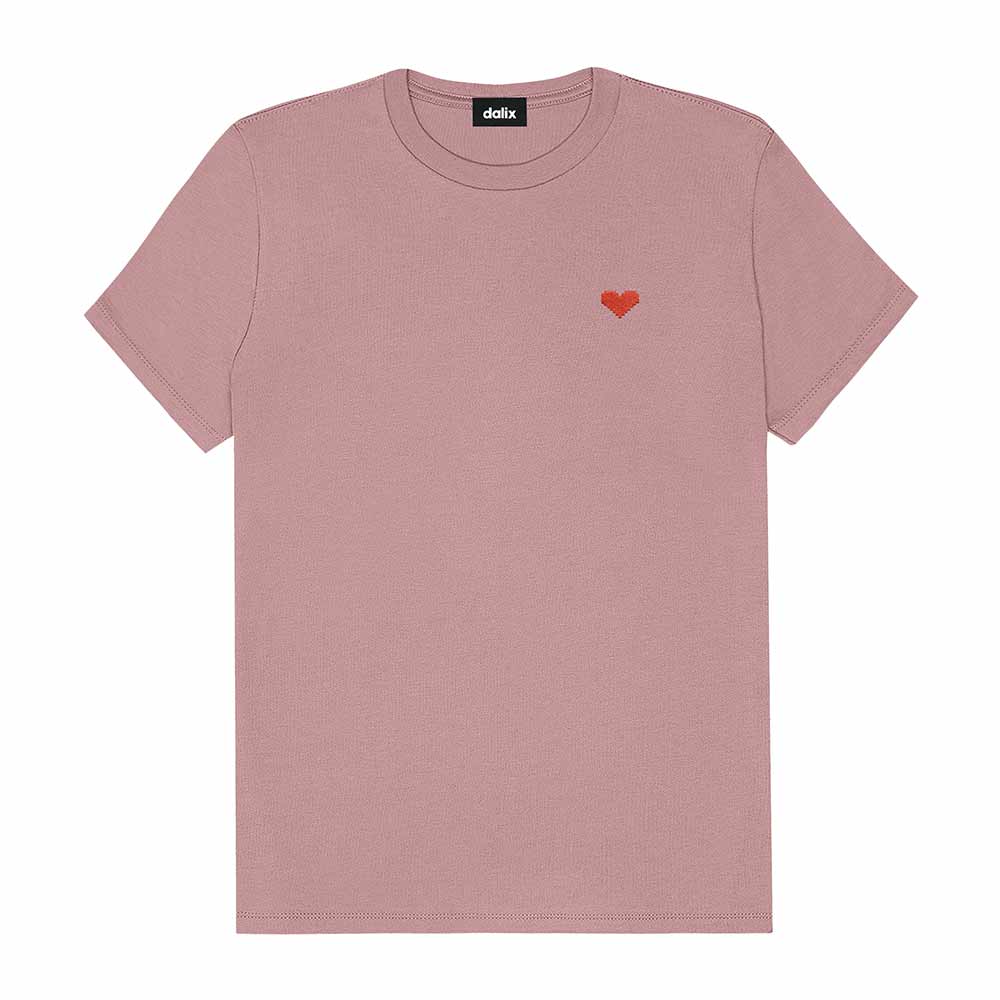 Dalix Womens Pixel Heart Jersey Relaxed Tee