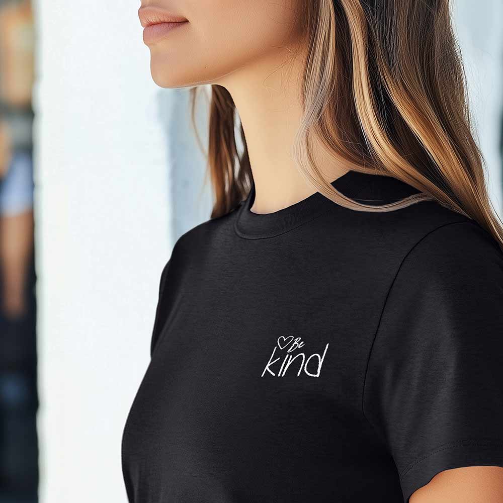 Dalix Be Kind Cropped Tee Lightweight High Waisted Short Sleeve Summer Shirt Womens in Black S Small