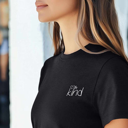 Dalix Be Kind Cropped Tee Lightweight High Waisted Short Sleeve Summer Shirt Womens in Black S Small