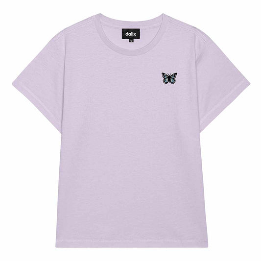 Dalix Butterfly Cropped Tee Lightweight High Waisted Short Sleeve Summer Shirt Womens in Lavender S Small