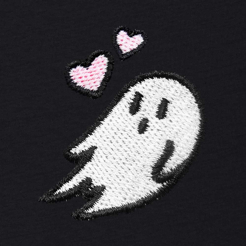 Dalix Heartly Ghost Cropped Tee Lightweight High Waisted Short Sleeve Summer Shirt Womens in Black S Small