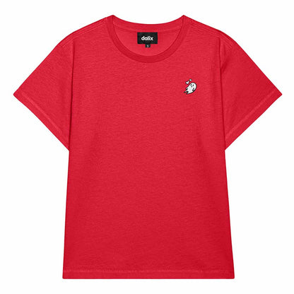 Dalix Heartly Ghost Cropped Tee Lightweight High Waisted Short Sleeve Summer Shirt Womens in Team Red S Small