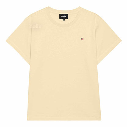 Dalix Lil Peach Cropped Tee Lightweight High Waisted Short Sleeve Summer Shirt Womens in Butter Cream S Small