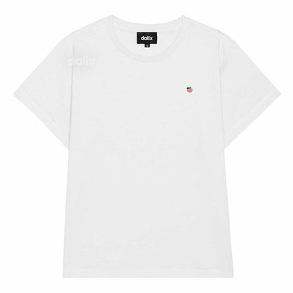 Dalix Lil Peach Cropped Tee Lightweight High Waisted Short Sleeve Summer Shirt Womens in White S Small