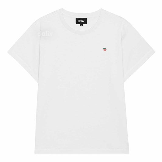 Dalix Lil Peach Cropped Tee Lightweight High Waisted Short Sleeve Summer Shirt Womens in White S Small