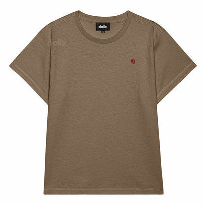 Dalix Lil Strawberry Cropped Tee Lightweight High Waisted Short Sleeve Summer Shirt Womens in Latte S Small