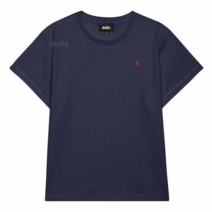 Dalix Lil Strawberry Cropped Tee Lightweight High Waisted Short Sleeve Summer Shirt Womens in Navy S Small