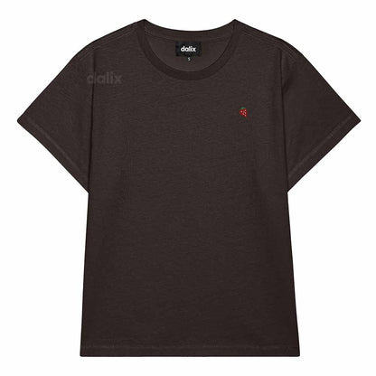 Dalix Lil Strawberry Cropped Tee Lightweight High Waisted Short Sleeve Summer Shirt Womens in Vin Black S Small