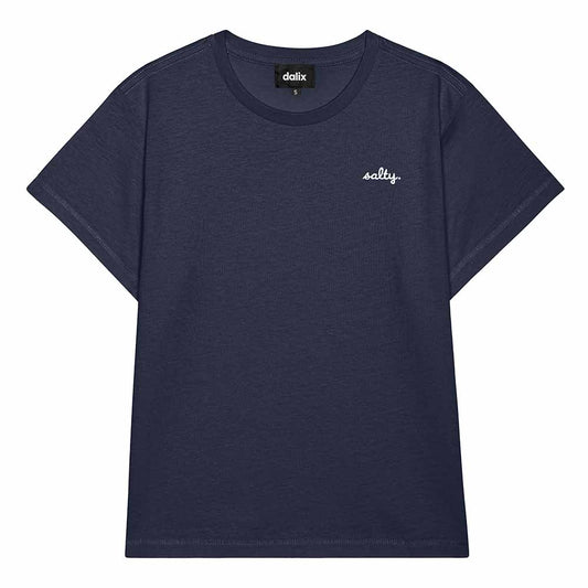 Dalix Salty Cropped Tee Lightweight High Waisted Short Sleeve Summer Shirt Womens in Navy S Small