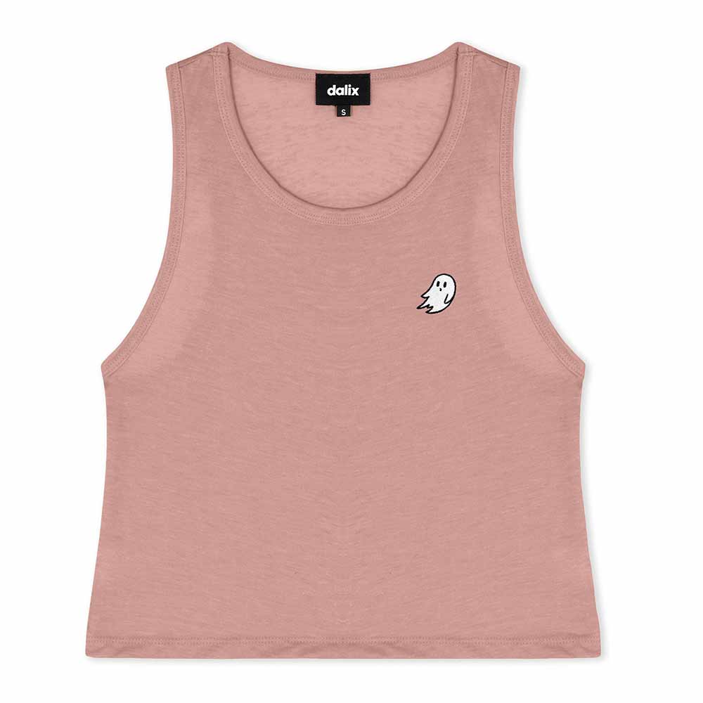 Dalix Ghost Flowy Crop Tank Top Womens Relaxed Fit Lightweight Polyester Cotton Jersey Soft Draped Shirt in Pink S Small