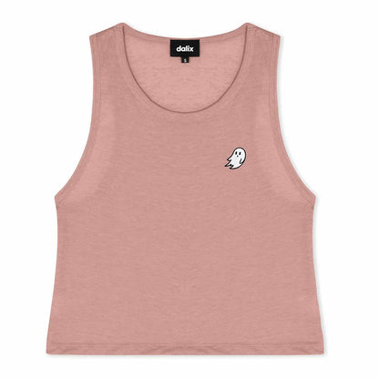 Dalix Ghost Flowy Crop Tank Top Womens Relaxed Fit Lightweight Polyester Cotton Jersey Soft Draped Shirt in Pink S Small