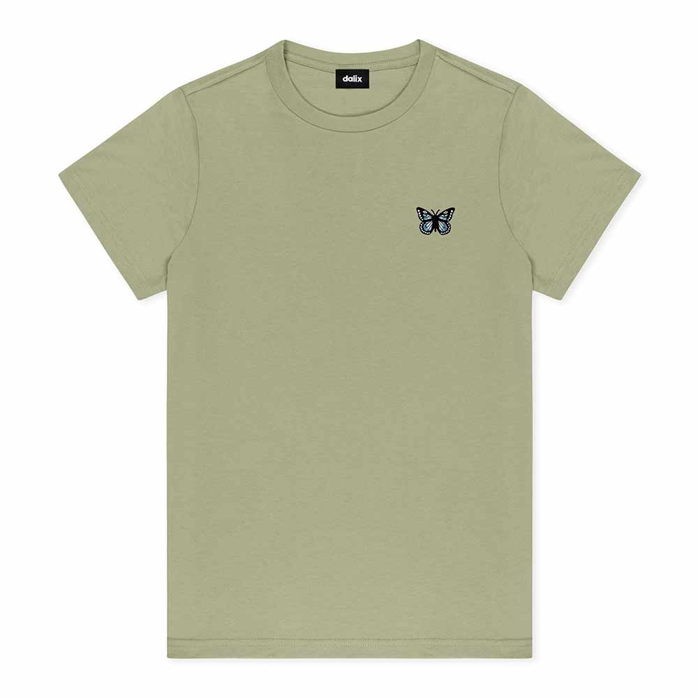 Dalix Butterfly Midweight Short Sleeve Cotton T Shirt Regular Womens in Pistachio S Small