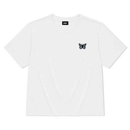 Dalix Butterfly Cotton T Shirt Relaxed Fit Short Sleeve Tee Midweight Soft Breathable Casual Everyday Wear Womens in White XS X-Small