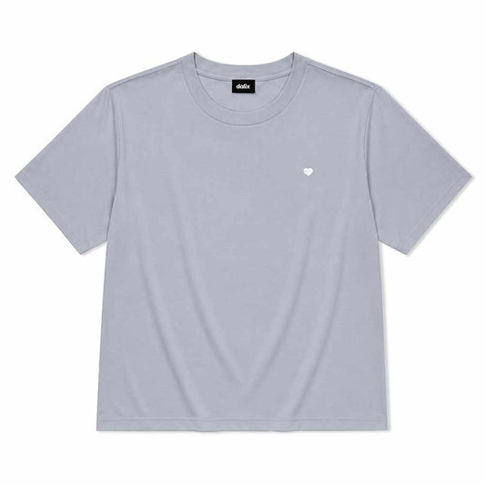 Dalix Lil Heart Cotton T Shirt Relaxed Fit Short Sleeve Tee Midweight Soft Breathable Casual Everyday Wear Womens in Powder XS X-Small