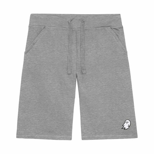 Dalix Ghost Embroidered Short Soft Fleece Relaxed Drawstring Fit Lounge Mens in Carbon Gray S Small