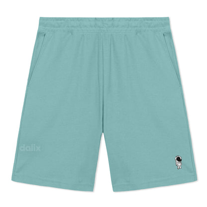 Dalix Astronaut Gym Short Sport Embroidered Casual Pocket Mesh Drawcord Waist Mens in Arctic Blue S Small