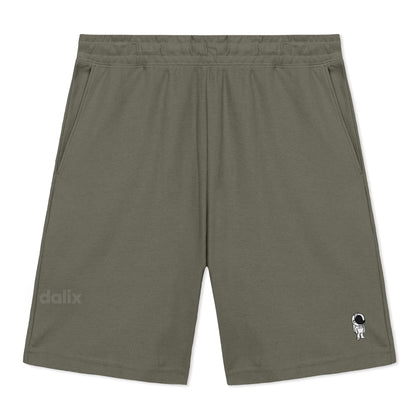 Dalix Astronaut Gym Short Sport Embroidered Casual Pocket Mesh Drawcord Waist Mens in Olive S Small