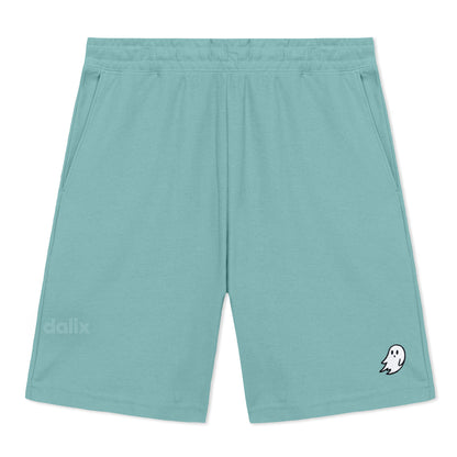 Dalix Ghost Gym Short Sport Embroidered Casual Pocket Mesh Drawcord Waist Mens in Arctic Blue S Small
