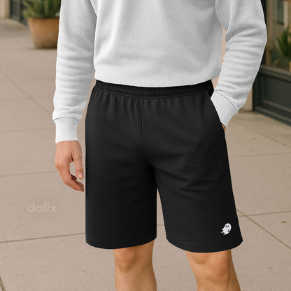 Dalix Ghost Gym Short Sport Embroidered Casual Pocket Mesh Drawcord Waist Mens in Black S Small