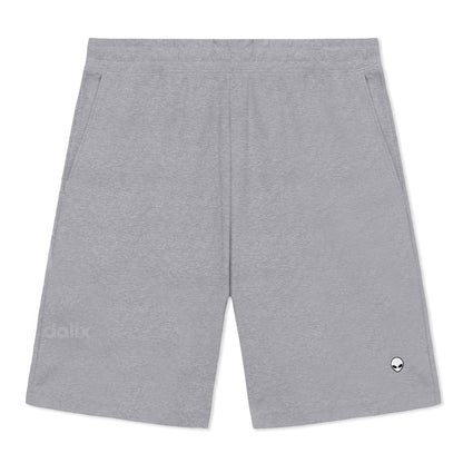 Dalix Lil Alien Gym Short Sport Embroidered Casual Pocket Mesh Drawcord Waist Mens in Htr Gray S Small