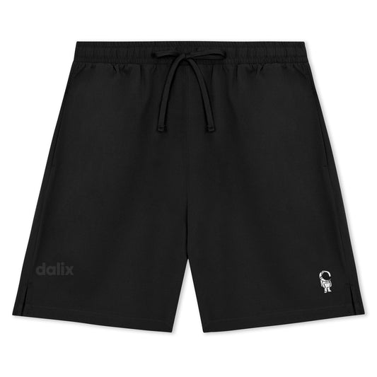 Dalix Astronaut Active Short Gym Workout Embroidered Casual Zip Pocket Mesh Drawcord Waist Mens in Black S Small