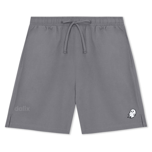 Dalix Ghost Active Short Gym Workout Embroidered Casual Zip Pocket Mesh Drawcord Waist Mens in Shadow S Small