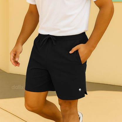 Dalix Lil Alien Active Short Gym Workout Embroidered Casual Zip Pocket Mesh Drawcord Waist Mens in Black S Small
