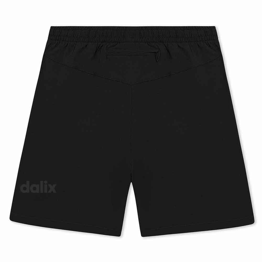 Dalix Lil Alien Active Short Gym Workout Embroidered Casual Zip Pocket Mesh Drawcord Waist Mens in Black S Small