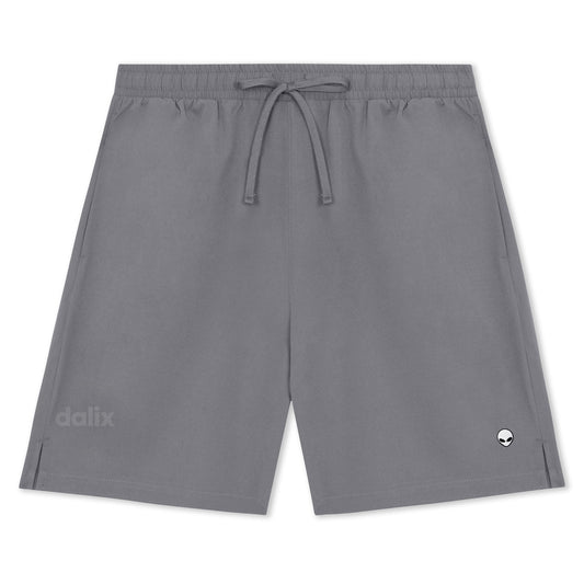 Dalix Lil Alien Active Short Gym Workout Embroidered Casual Zip Pocket Mesh Drawcord Waist Mens in Shadow S Small