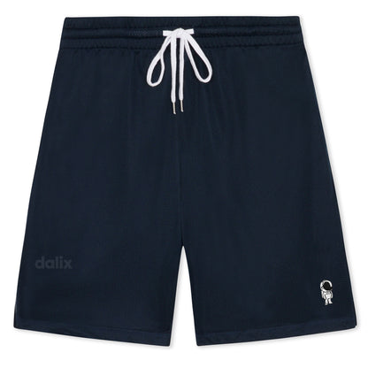 Dalix Astronaut Court Short Sport Embroidered Casual Pocket Mesh Drawcord Waist Mens in Navy Blue S Small